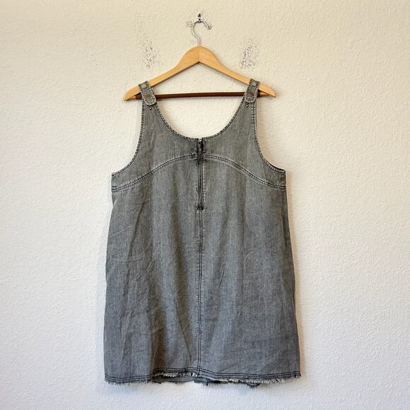 NATURAL LIFE JJ Jumper Dress Gray Denim Sleeveless Mini Frayed NWT - Picture 2 of 12